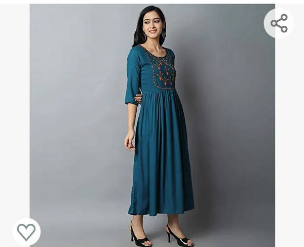 Krisaka KRISKA Women's Rayon Embroidered A-Line Kurta - M. L. XL. XXL
