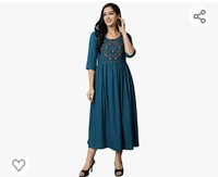 Krisaka KRISKA Women's Rayon Embroidered A-Line Kurta - M. L. XL. XXL