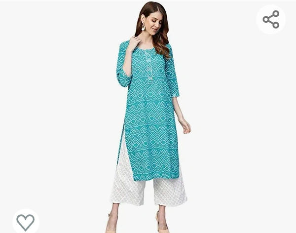 Anubhutee Women Turquoise Blue White Bandhani Print Kurta with Palazzos - M. L. XL. XXL