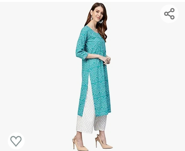 Anubhutee Women Turquoise Blue White Bandhani Print Kurta with Palazzos - M. L. XL. XXL