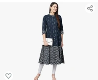Yash Gallery Women's Cotton Ikat Printed A-line Kurta (Blue)… - M. L. XL. XXL