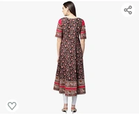 Yash Gallery Women's Cotton Floral Printed Anarkali Kurta (Black) - M. L. XL. XXL