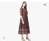 Yash Gallery Women's Cotton Floral Printed Anarkali Kurta (Black) - M. L. XL. XXL