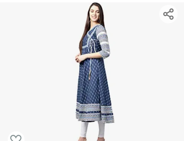827Yash Gallery Women's Cotton & Cotton Slub Ikat Printed Anarkali Kurta (Black) - M. L. XL. XXL