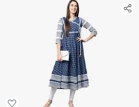 827Yash Gallery Women's Cotton & Cotton Slub Ikat Printed Anarkali Kurta (Black) - M. L. XL. XXL
