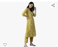 INDO ERA Women's Printed Pure Cotton Straight Kurta Trouser With Dupatta Set(RRRRR2042) - M. L. XL. XXL