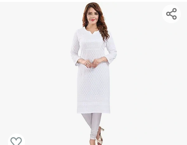 QUEEN SHIELD Women's Knee Length Rayon Chikan-Kari KurtaKurti (QS_6631) - M. L. XL. XXL