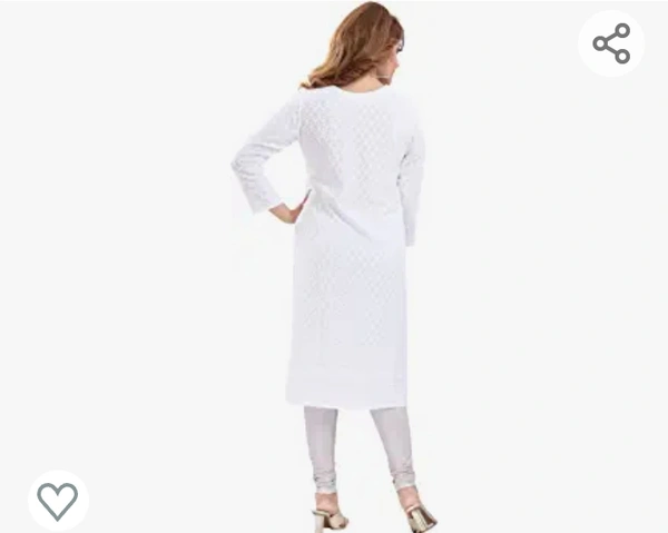 QUEEN SHIELD Women's Knee Length Rayon Chikan-Kari KurtaKurti (QS_6631) - M. L. XL. XXL