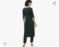 NAINVISH Women Green A-Line Crepe Kurti with Pant (SD091) - M. L. XL. XXL