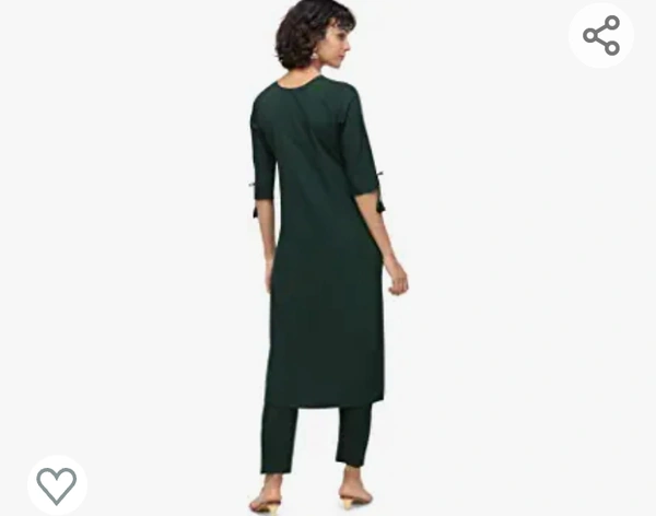 NAINVISH Women Green A-Line Crepe Kurti with Pant (SD091) - M. L. XL. XXL