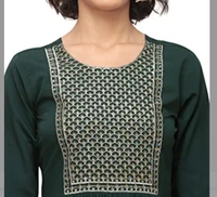 NAINVISH Women Green A-Line Crepe Kurti with Pant (SD091) - M. L. XL. XXL
