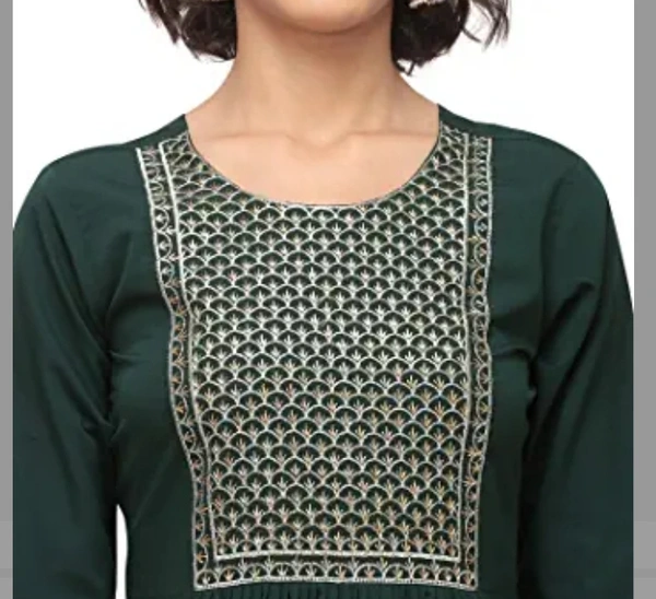 NAINVISH Women Green A-Line Crepe Kurti with Pant (SD091) - M. L. XL. XXL