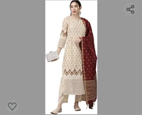 INDO ERA Women's Printed Pure Cotton Straight Kurta Palazzo With Dupatta Set(HHHHHHHHH1619) - M. L. XL. XXL