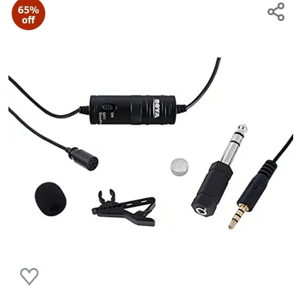 Boya BYM1 Omnidirectional Lavalier Condenser Microphone with 20ft Audio Cable (Black)#1 Best Seller in Musical Instruments65%off