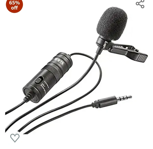 Boya BYM1 Omnidirectional Lavalier Condenser Microphone with 20ft Audio Cable (Black)#1 Best Seller in Musical Instruments65%off