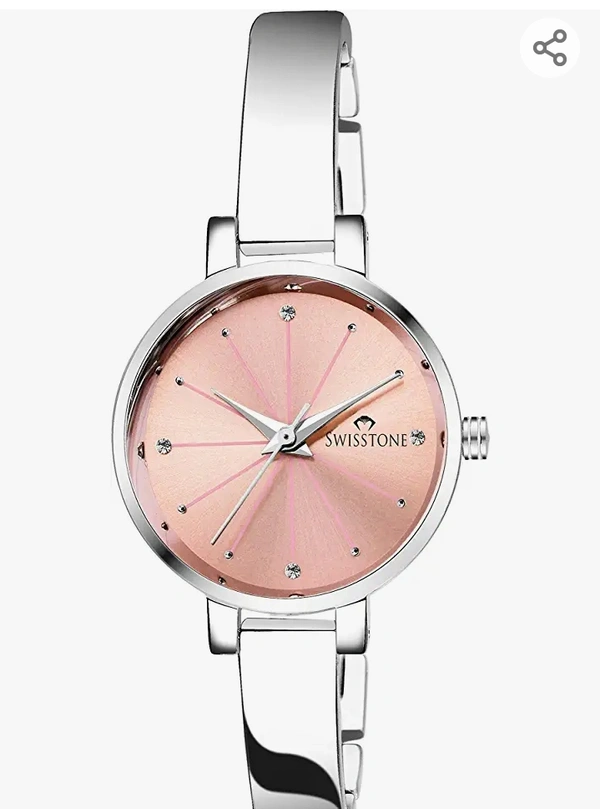 SWISSTONE Analogue Women's Watch (Pink Dial SIlver Colored Strap)