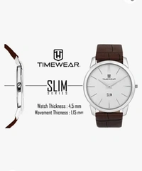 TIMEWEAR Analog Slim Two Hands Leather Strap Watch for Men