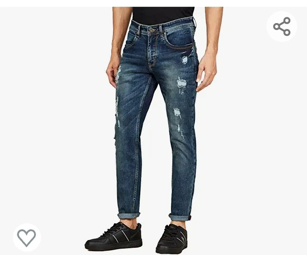 1Life by Shoppers Stop Mid Wash Cotton Blend Crop Fit Mens Jeans - 30.40.42.44=46