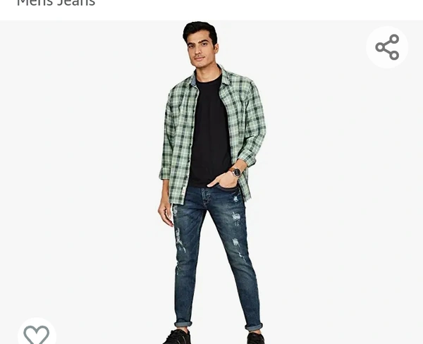 1Life by Shoppers Stop Mid Wash Cotton Blend Crop Fit Mens Jeans - 30.40.42.44=46