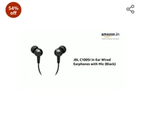 JBL C100SI Wired In Ear Headphones with Mic, JBL Pure Bass Sound, One Button Multi-function Remote, Angled Buds for Comfort fit (Black)Amazon'sChoicefor