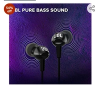 JBL C100SI Wired In Ear Headphones with Mic, JBL Pure Bass Sound, One Button Multi-function Remote, Angled Buds for Comfort fit (Black)Amazon'sChoicefor