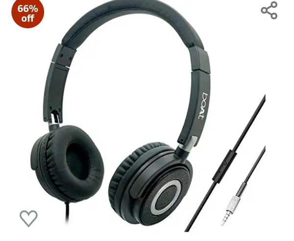 boAt Bassheads 900 Wired On Ear Headphones with Mic (Carbon Black)Amazon's