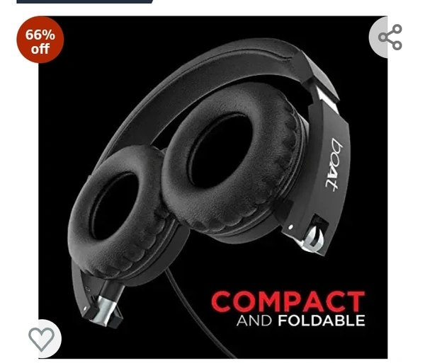 boAt Bassheads 900 Wired On Ear Headphones with Mic (Carbon Black)Amazon's