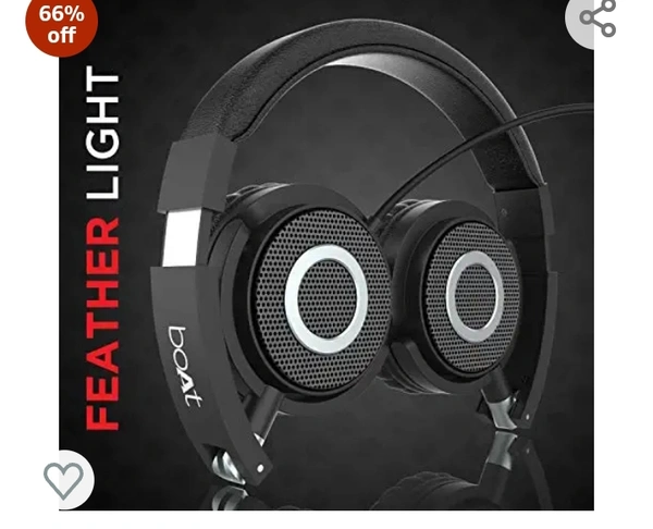 boAt Bassheads 900 Wired On Ear Headphones with Mic (Carbon Black)Amazon's
