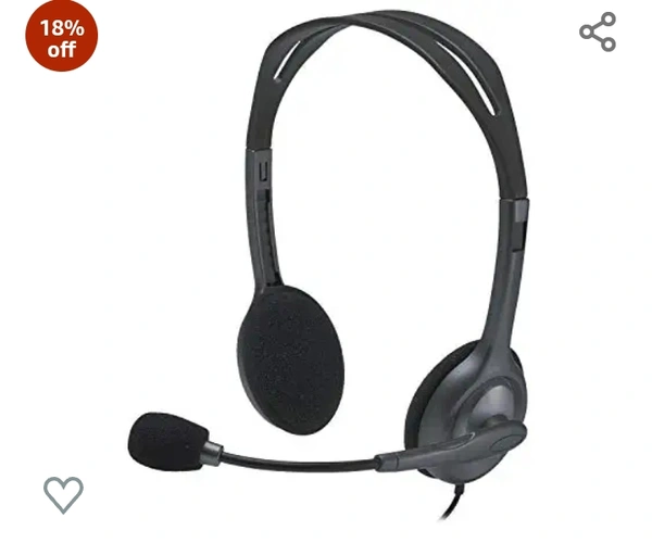 Logitech H111 Wired On Ear Headphones With Mic Black18%off