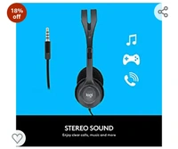 Logitech H111 Wired On Ear Headphones With Mic Black18%off