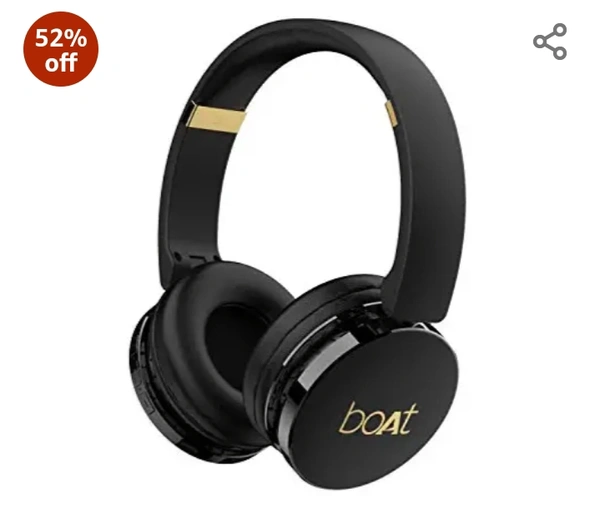 boAt Rockerz 370 On Ear Bluetooth Headphones with Upto 12 Hours Playtime, Cozy Padded Earcups and Bluetooth v5.0(Buoyant Black)