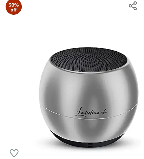 LANDMARK LM BT1045 Smallest Wireless Bluetooth Speaker with Powerful Bass Sound & in-Built Mic with Voice Assistance - Silver