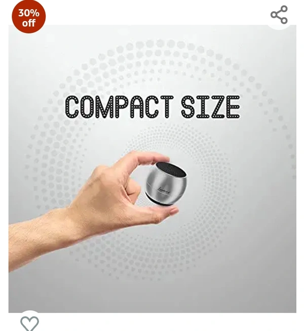 LANDMARK LM BT1045 Smallest Wireless Bluetooth Speaker with Powerful Bass Sound & in-Built Mic with Voice Assistance - Silver