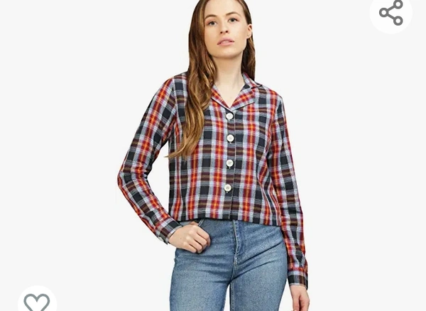Impression Women Checked Shirt Style Crop Top - M. L. XL. XXL