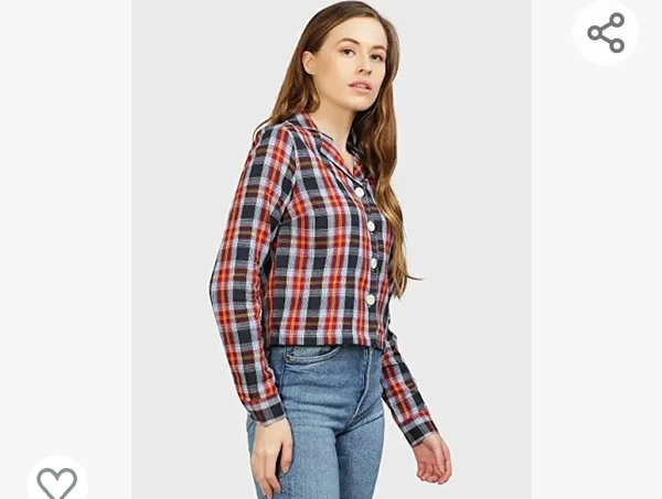 Impression Women Checked Shirt Style Crop Top - M. L. XL. XXL