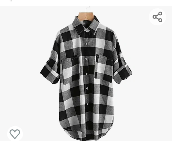 Rimsha Wear Women's wear Black White Check Button up Front Shirt - M. L. XL. XXL