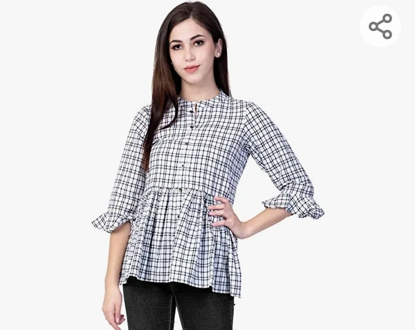 GOD BLESS Black & White Checks Printed Frock Style Shirts - M. L. XL. XXL