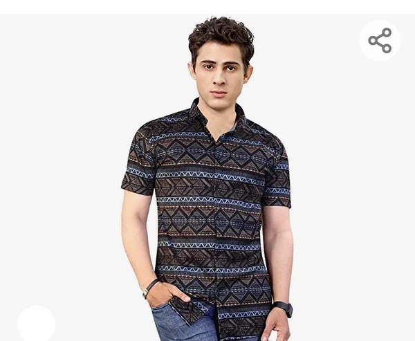 FASHION Mens Half Sleve Printed Lycra Casual Shirts - M. L. XL. XXL