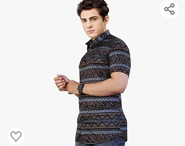 FASHION Mens Half Sleve Printed Lycra Casual Shirts - M. L. XL. XXL