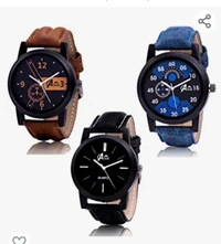 Acnos Brown Blue and Black Analog Watches for Men Pack of - 3 and Brand Box (l-01-02-05) - M. L. XL. XXL