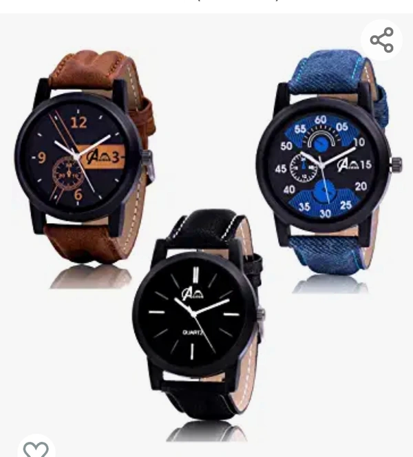 Acnos Brown Blue and Black Analog Watches for Men Pack of - 3 and Brand Box (l-01-02-05) - M. L. XL. XXL