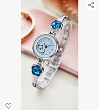 Acnos Flower Stone Blue Diamond Silver Bengle with 3 Diffrent Silver Bracelet for Girls and Women Pack of - 2