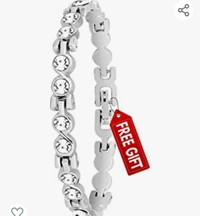 Acnos Flower Stone Blue Diamond Silver Bengle with 3 Diffrent Silver Bracelet for Girls and Women Pack of - 2