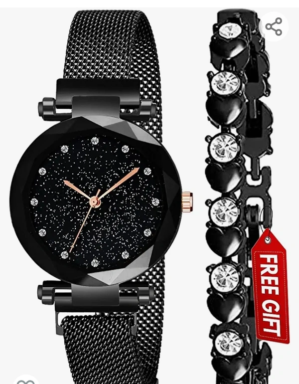 Acnos 4 Colors Magnet Strap Analogue Women's and Girls Watch Sweet Heart 4 Colors Bracelet Combo for Girl's & Women's Watch (Set of 2)