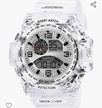 Acnos Brand - A Digital Watch with Square LED Shockproof Multi-Functional Automatic 5 Color Dial White Strap Waterproof Digital Sport