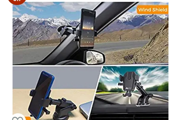 Wellcool WeCool C1 Universal Mobile Holder for Car with One Touch Technology or Windshield / Dashboard Phone Stand for Car , Extendable Arm , Strong Suction Base Mobile Stand / Car Mount76%off76%off
