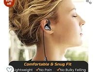 Wecool Sports in Ear Earphones, Anti Fall Wired Earphones Designed for Running, Exercise, Jogging, Earphones with Mic and Volume Controller, Hi Fi Stereo Sound Experience, Black69%off69%off