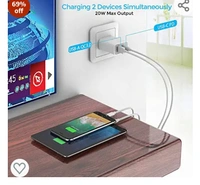 Unigen UNIGEN 20W Dual Port USB & Type C PD Fast Charger Adapter | USB 18W QC 3.0 Block for iPhone 13/12/11Pro/Pro Max/Mini, Samsung Galaxy/Note, Pixel (White)69%off69%off