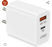 Unigen UNIGEN 20W Dual Port USB & Type C PD Fast Charger Adapter | USB 18W QC 3.0 Block for iPhone 13/12/11Pro/Pro Max/Mini, Samsung Galaxy/Note, Pixel (White)69%off69%off