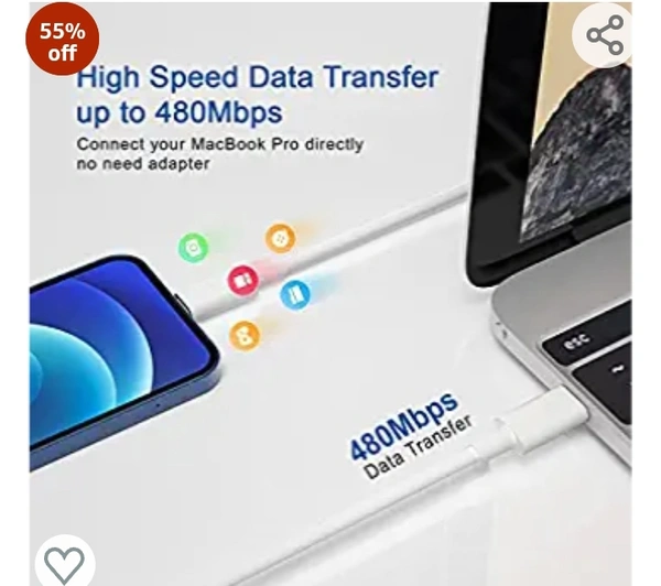 Unigen UNIGEN 20W Type-C PD 3X Fast Charger [with 1M Type C to Lightening Cable] for Quick Charging Data Sync for iPhone 13 12 11 Pro Max Mini Xs Xr X 8 iPad55%off55%off